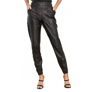 Spanx Women’s Faux Leather Edgy Athleisure Black Casual Stretch Joggers XS